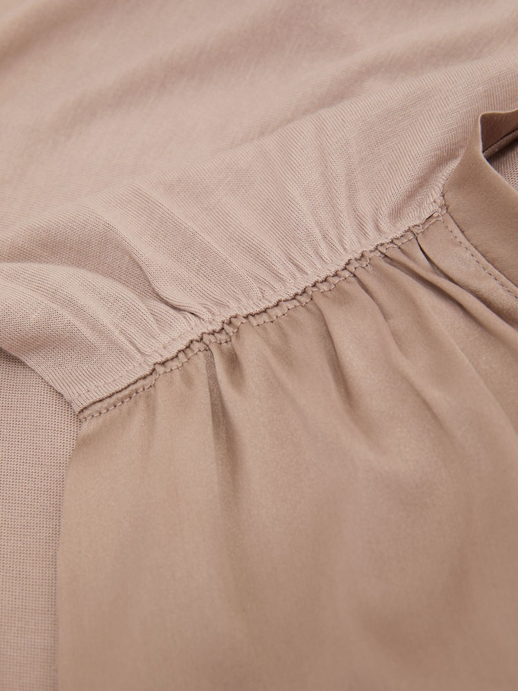 Reiss Taupe Neutral Renita Silk-Front V-Neck Sleeveless Top - Image 7 of 7 Reiss Taupe Neutral Renita Silk-Front V-Neck Sleeveless Top - Image 7 of 7