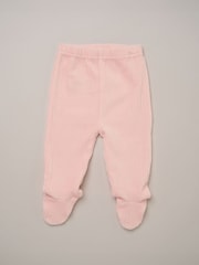 Rock-A-Bye Baby Boutique Pink Ribbed Velour Top Footed Trousers and Plush Headband Set - Image 2 of 6