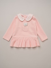 Rock-A-Bye Baby Boutique Pink Ribbed Velour Top Footed Trousers and Plush Headband Set - Image 3 of 6