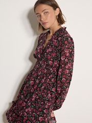 Apricot Red Floral Ruffle Chiffon Mini Dress - Image 4 of 4