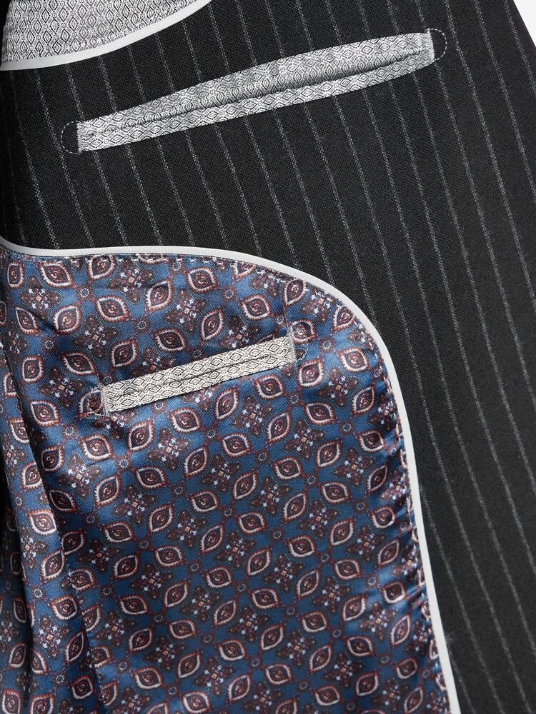 Black Stripe Slim Fit Signature Empire Mills 100% Wool Stripe Suit: Jacket - Image 10 of 10