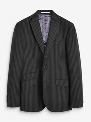 Black Stripe Slim Fit Signature Empire Mills 100% Wool Stripe Suit: Jacket - Image 9 of 10