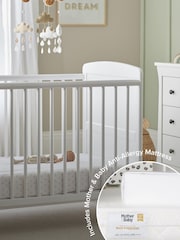 CuddleCo White Juliet Cot Bed With Mother&Baby First Gold Foam Mattress - Image 1 of 7
