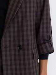 Reiss Grape Check Nolah Petite Wool Check Relaxed Double-Breasted Blazer - Image 4 of 7