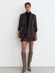 Reiss Grape Check Nolah Petite Wool Check Relaxed Double-Breasted Blazer - Image 5 of 7