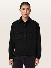 AllSaints Black Palermo Long Sleeve Shirt - Image 1 of 6