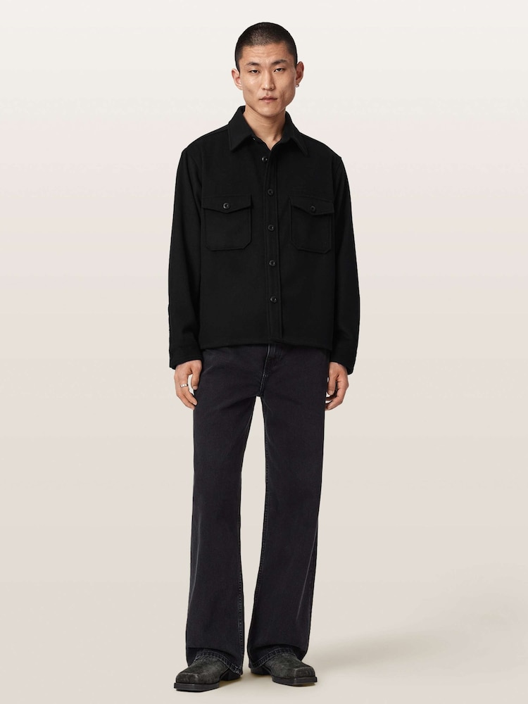 AllSaints Black Palermo Long Sleeve Shirt - Image 2 of 6
