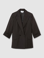Reiss Nolah Wool Check Relaxed Double-Breasted Blazer - Obrázek 2 z 6