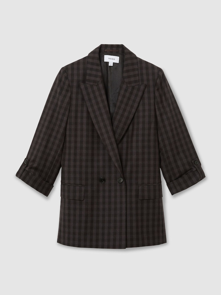 Reiss Nolah Wool Check Relaxed Double-Breasted Blazer - Obrázek 2 z 6