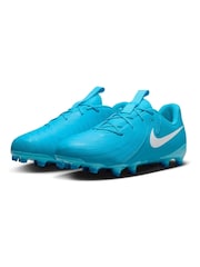 Glacier Blue - Nike Kids Phantom 2 Academy Grey/Green Ground Football Boots - Image 4 of 12