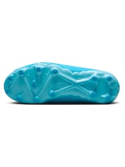 Glacier Blue - Nike Kids Phantom 2 Academy Grey/Green Ground Football Boots - Image 9 of 12
