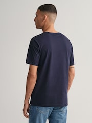 GANT Blue Navy Regular Fit 100% Cotton Shield T-Shirt - Image 2 of 5