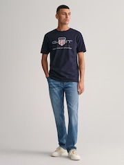 GANT Blue Navy Regular Fit 100% Cotton Shield T-Shirt - Image 3 of 5