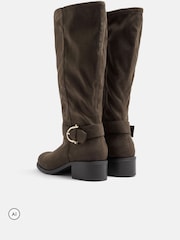 Yours Curve Brown Stretch Panel Knee High Boots - Image 4 of 5
