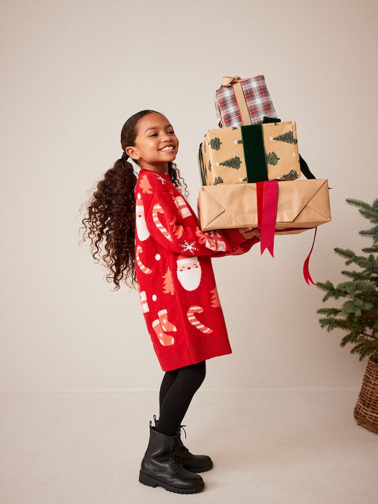 Rot - Weihnachtspulloverkleid (3-16Jahre) - Bild 1 von 10