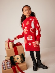Rot - Weihnachtspulloverkleid (3-16Jahre) - Bild 3 von 10