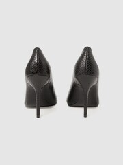 Reiss Black Isla Leather Peep Toe Court Shoes - Image 4 of 5