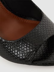 Reiss Black Isla Leather Peep Toe Court Shoes - Image 5 of 5