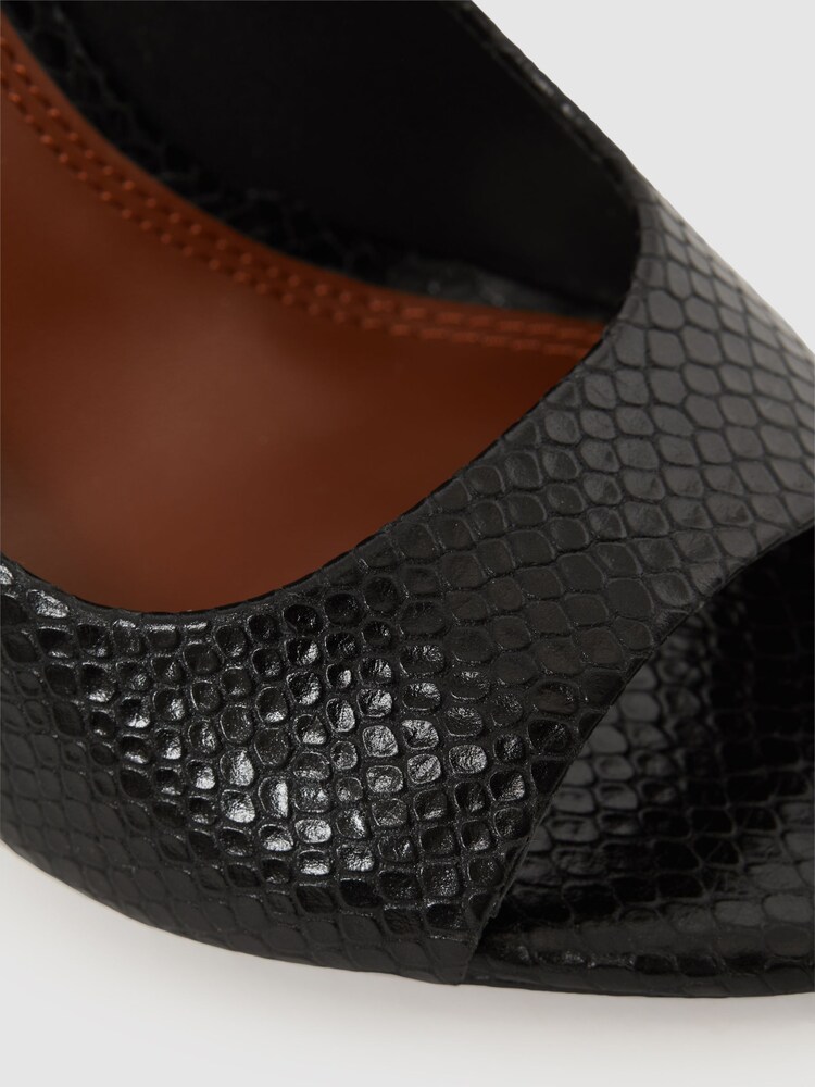 Reiss Black Isla Leather Peep Toe Court Shoes - Image 5 of 5