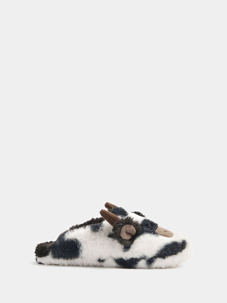 Yours Curve Black Highland Cow Mule Slippers - Image 2 of 5 Yours Curve Black Highland Cow Mule Slippers - Image 2 of 5
