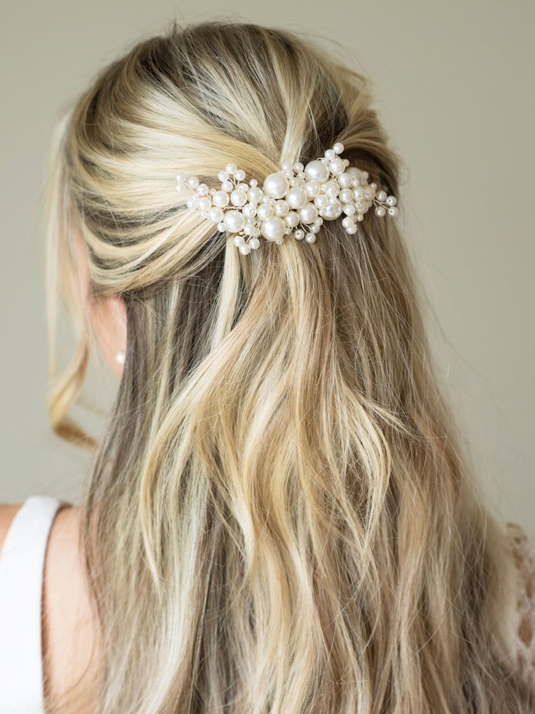 Ivory & Co Silver Pearl Blossom Statement Clip - Image 2 of 5