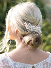 Ivory & Co Silver Pearl Blossom Statement Clip - Image 3 of 5
