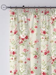 Fusion Red Jeannie Floral Lined 100% Cotton Pencil Pleat Curtains - Image 2 of 3