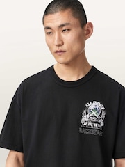 AllSaints Black Hula Short Sleeve Crew Neck T-Shirt - Image 1 of 8