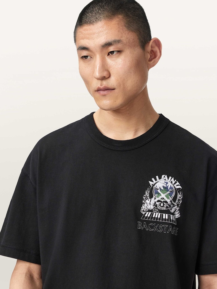 AllSaints Black Hula Short Sleeve Crew Neck T-Shirt - Image 1 of 8