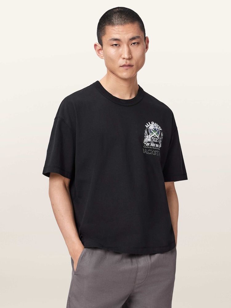 AllSaints Black Hula Short Sleeve Crew Neck T-Shirt - Image 2 of 8