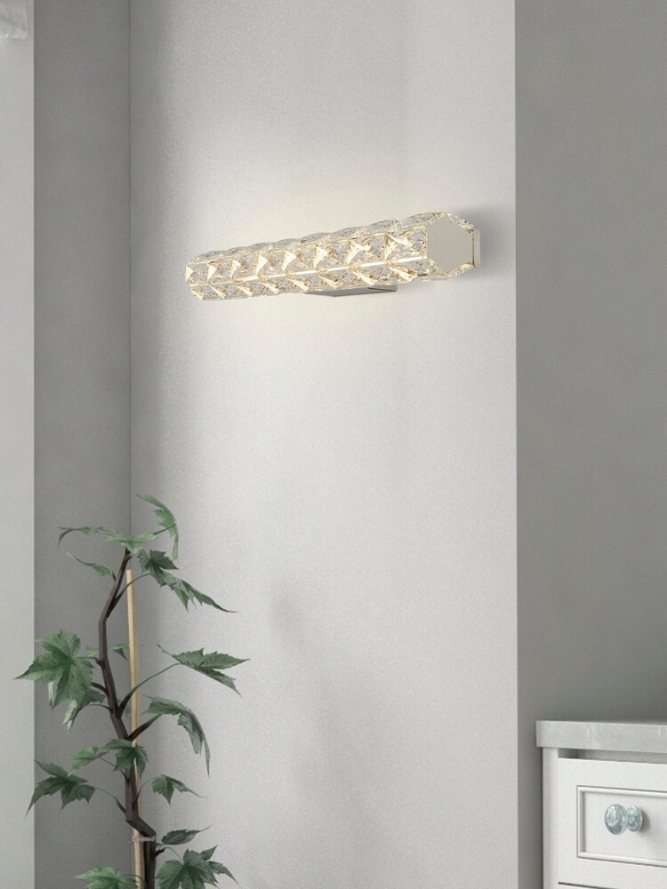 Searchlight Chrome Aloe Chrome  Clear Crystal Trim 60cm LED Wall Light - Image 1 of 3