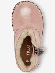 Rose Gold Pink Standard Fit (F) Warm Lined Tassel Detail Zip Boots - Image 3 of 4