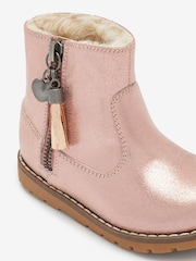 Rose Gold Pink Standard Fit (F) Warm Lined Tassel Detail Zip Boots - Image 4 of 4
