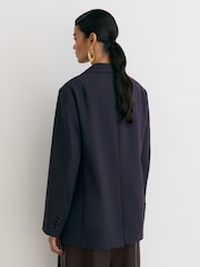 Reiss Navy Sandor Tall Stretch-Twill Relaxed Single-Breasted Blazer - Image 6 of 8