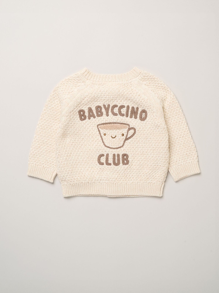 Бежевий - Rock-A-Bye Baby Boutique Chunky Knitted Embroidered Cardigan - Image 1 of 4