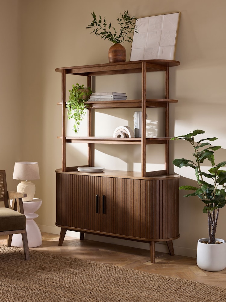 Dark Natural Hyde Tambour Door Storage Shelf - Image 1 of 10