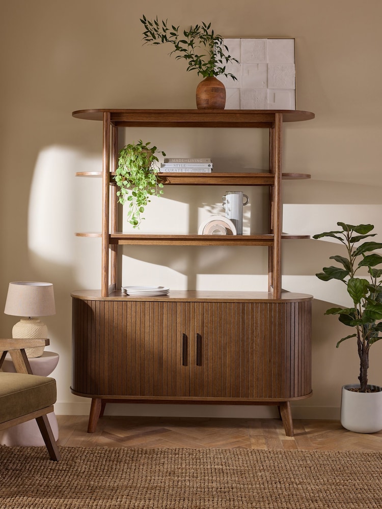Dark Natural Hyde Tambour Door Storage Shelf - Image 2 of 10