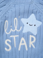 Rock-A-Bye Baby Boutique Blue Chunky Knitted Embroidered Cardigan - Image 3 of 3