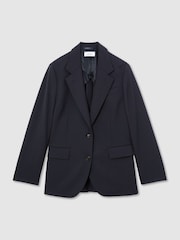 Reiss Navy Sandor Stretch-Twill Relaxed Single-Breasted Blazer - Image 2 of 7
