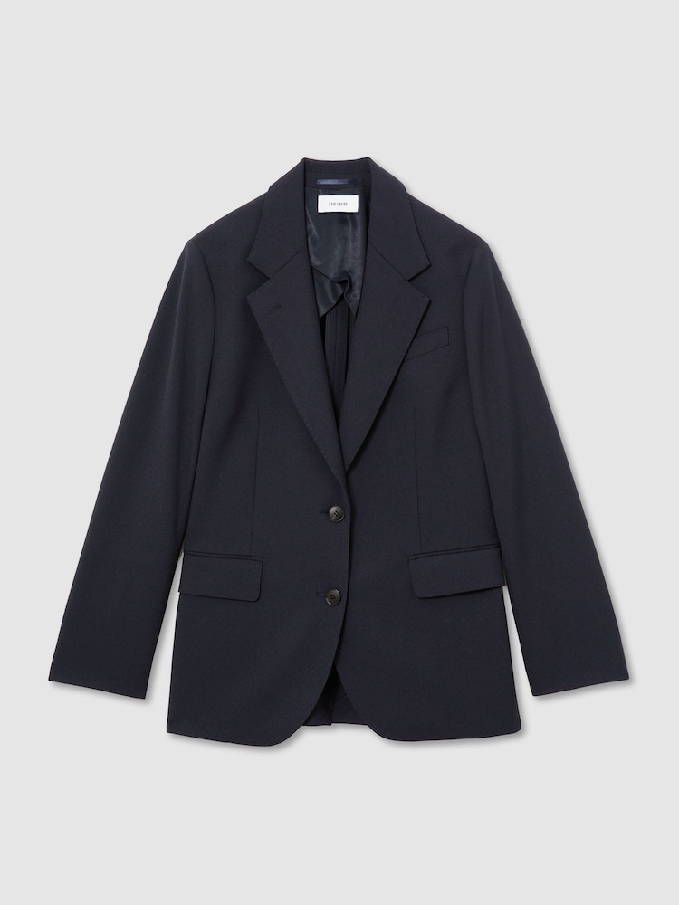 Reiss Navy Sandor Stretch-Twill Relaxed Single-Breasted Blazer - Image 2 of 7 Reiss Navy Sandor Stretch-Twill Relaxed Single-Breasted Blazer - Image 2 of 7