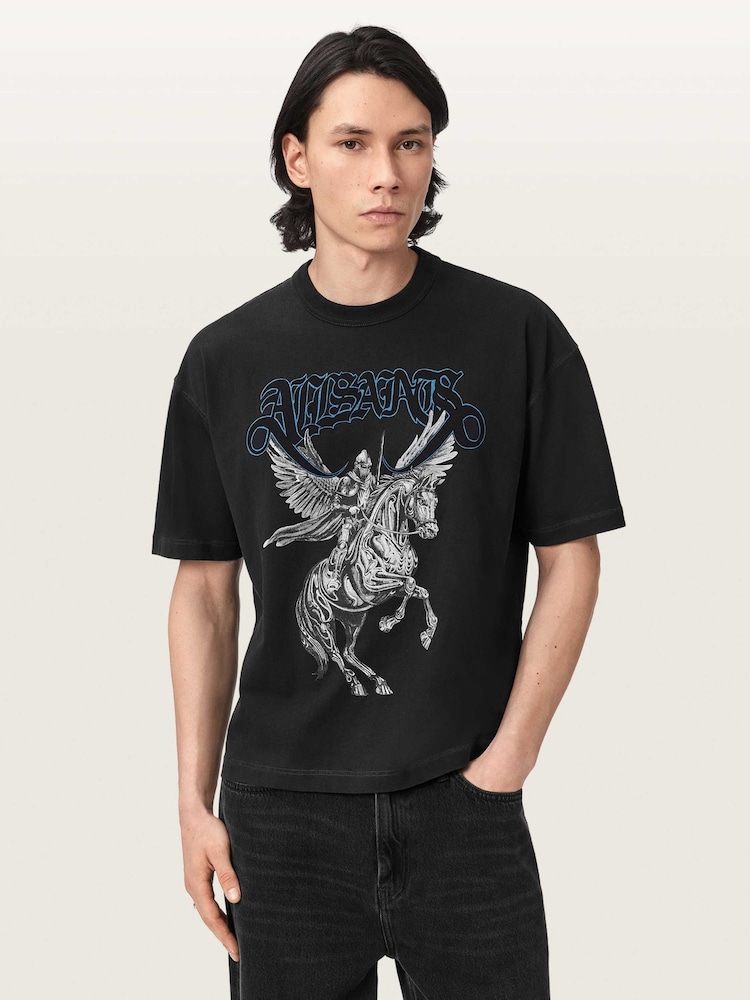 AllSaints Black Vanguard Short Sleeve Crew Neck T-Shirt - Image 1 of 6