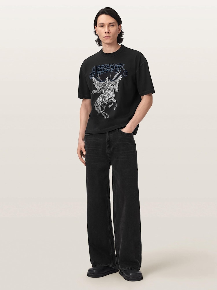 AllSaints Black Vanguard Short Sleeve Crew Neck T-Shirt - Image 2 of 6