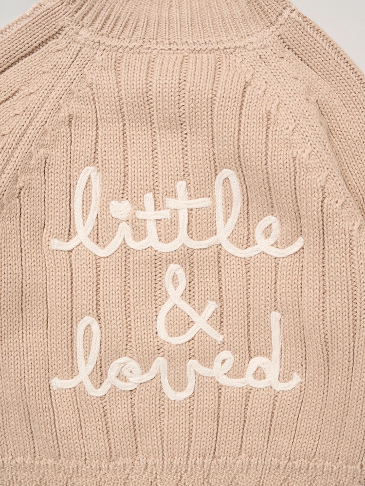내추럴 - Rock-A-Bye Baby Boutique Chunky Knitted Embroidered Cardigan - 4의 이미지 4