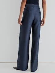 כחול כהה - Atelier Satin Pinstripe Wide-Leg Trousers - תמונה 6 מתוך 7