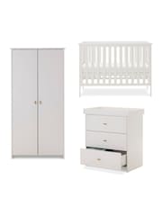 Obaby 3 Piece White Evie Mini Nursery Furniture Set - Image 2 of 6