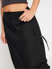 PixieGirl Petite Black 100% Cotton Cargo Ruched Midi Skirt - Image 5 of 5