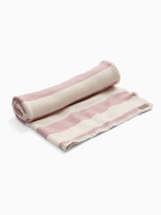 MORI Pink Supersoft Pink Striped Blanket with Embroidery Stitch - Image 4 of 5