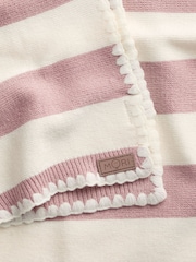 MORI Pink Supersoft Pink Striped Blanket with Embroidery Stitch - Image 5 of 5
