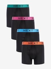 Black Bright Waistband 4 pack A-Front Boxers - Image 1 of 6