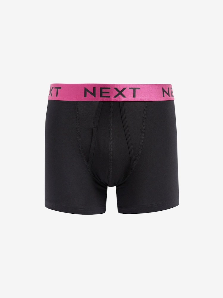 Black Bright Waistband 4 pack A-Front Boxers - Image 5 of 6